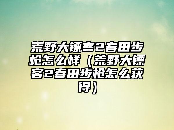 荒野大镖客2春田步枪怎么样（荒野大镖客2春田步枪怎么获得）
