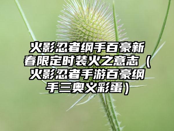 火影忍者纲手百豪新春限定时装火之意志（火影忍者手游百豪纲手三奥义彩蛋）
