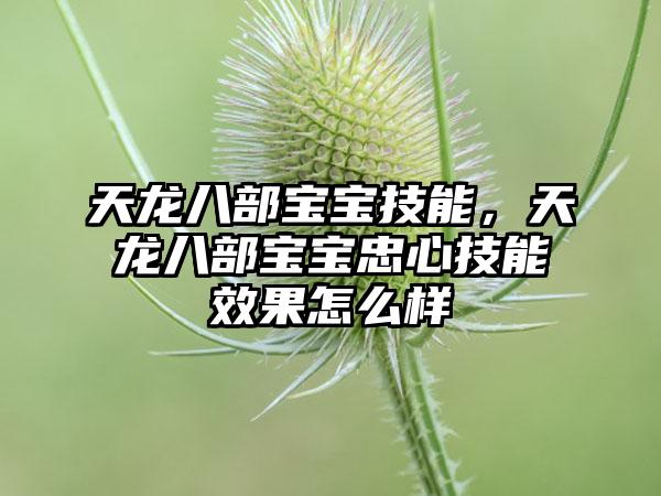 天龙八部宝宝技能，天龙八部宝宝忠心技能效果怎么样