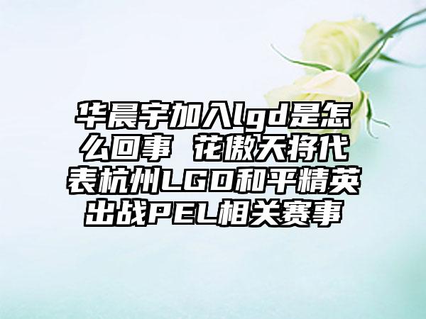 华晨宇加入lgd是怎么回事 花傲天将代表杭州LGD和平精英出战PEL相关赛事