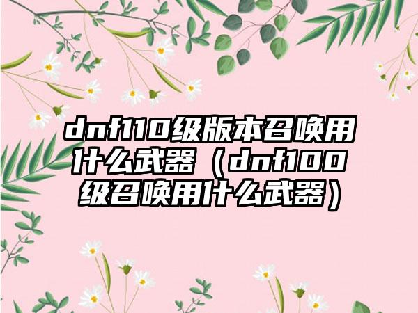 dnf110级版本召唤用什么武器（dnf100级召唤用什么武器）