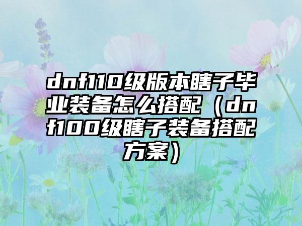 dnf110级版本瞎子毕业装备怎么搭配（dnf100级瞎子装备搭配方案）