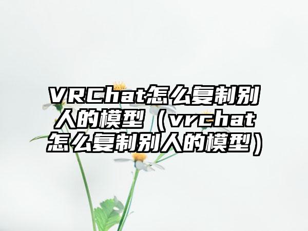 VRChat怎么复制别人的模型（vrchat怎么复制别人的模型）