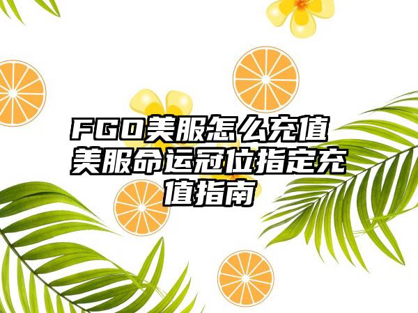 FGO美服怎么充值 美服命运冠位指定充值指南