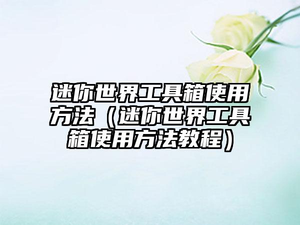 迷你世界工具箱使用方法（迷你世界工具箱使用方法教程）