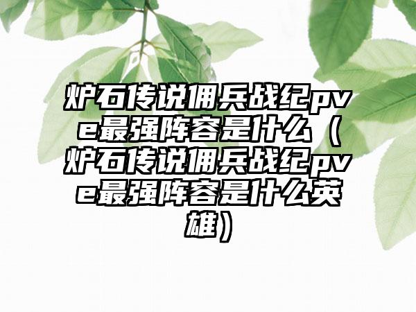 炉石传说佣兵战纪pve最强阵容是什么（炉石传说佣兵战纪pve最强阵容是什么英雄）