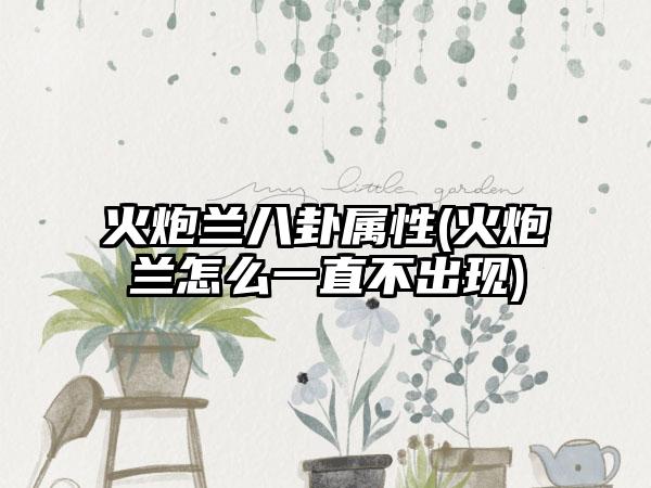 火炮兰八卦属性(火炮兰怎么一直不出现)