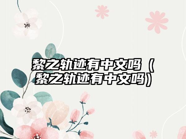 黎之轨迹有中文吗（黎之轨迹有中文吗）