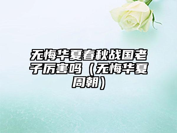 无悔华夏春秋战国老子厉害吗（无悔华夏周朝）
