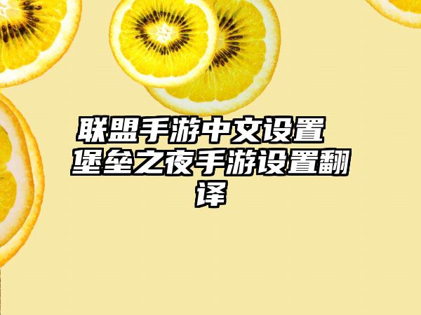联盟手游中文设置 堡垒之夜手游设置翻译