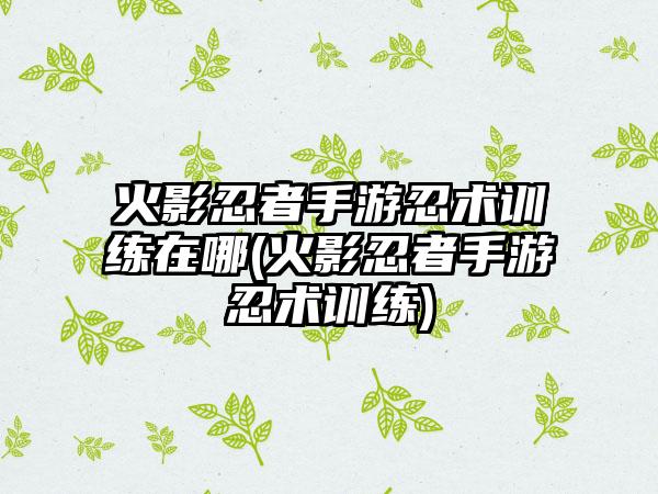 火影忍者手游忍术训练在哪(火影忍者手游忍术训练)