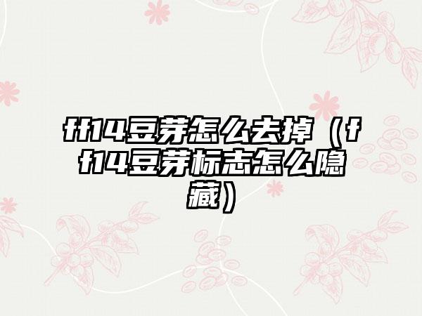 ff14豆芽怎么去掉（ff14豆芽标志怎么隐藏）