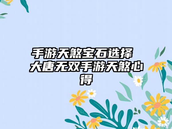 手游天煞宝石选择 大唐无双手游天煞心得