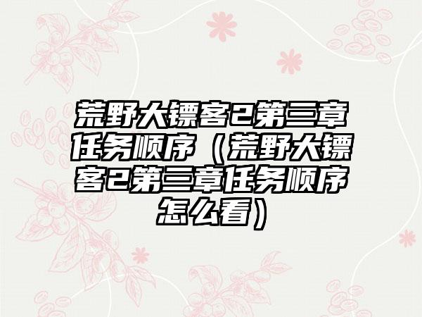 荒野大镖客2第三章任务顺序（荒野大镖客2第三章任务顺序怎么看）
