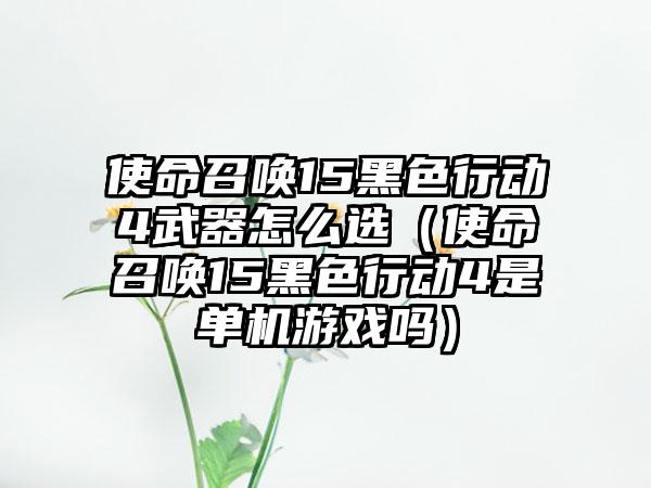 使命召唤15黑色行动4武器怎么选（使命召唤15黑色行动4是单机游戏吗）