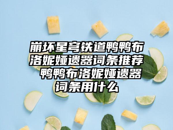 崩坏星穹铁道鸭鸭布洛妮娅遗器词条推荐 鸭鸭布洛妮娅遗器词条用什么