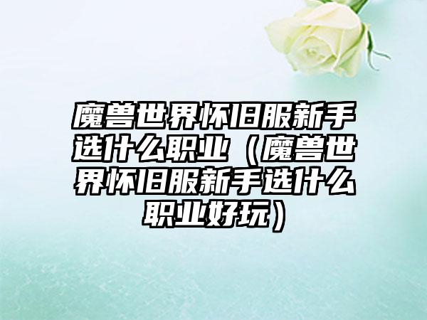 魔兽世界怀旧服新手选什么职业（魔兽世界怀旧服新手选什么职业好玩）