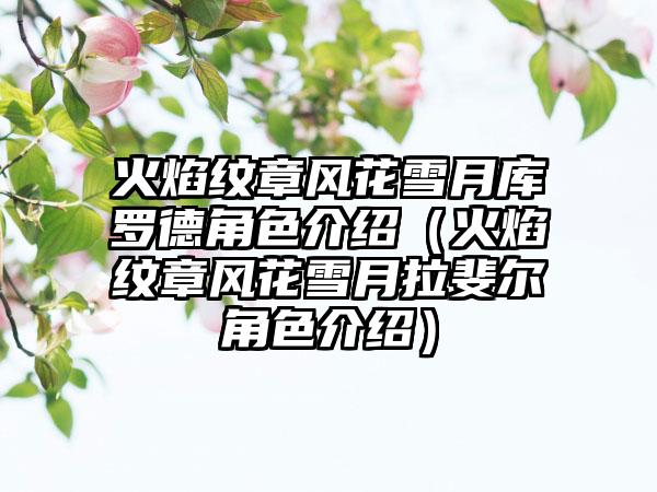 火焰纹章风花雪月库罗德角色介绍（火焰纹章风花雪月拉斐尔角色介绍）