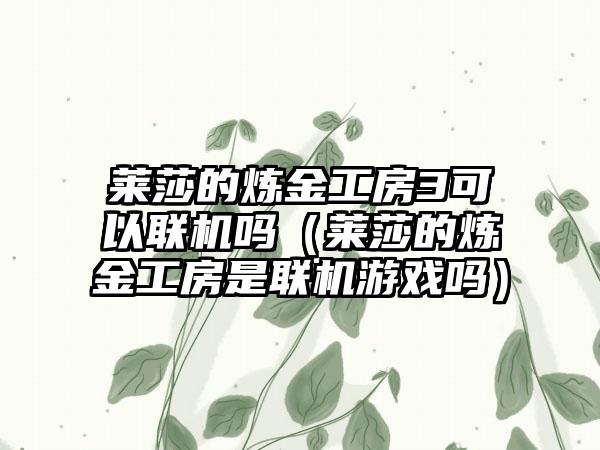 莱莎的炼金工房3可以联机吗（莱莎的炼金工房是联机游戏吗）
