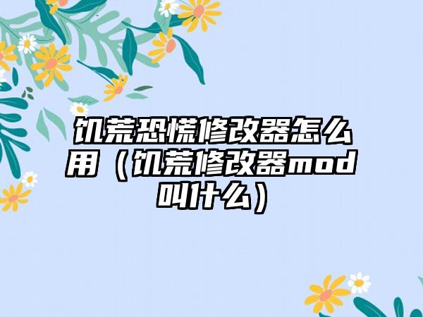 饥荒恐慌修改器怎么用（饥荒修改器mod叫什么）