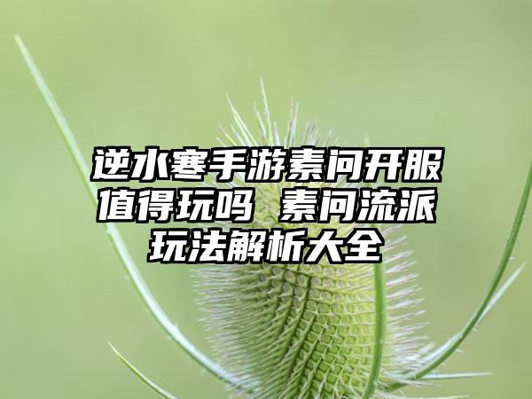 逆水寒手游素问开服值得玩吗 素问流派玩法解析大全