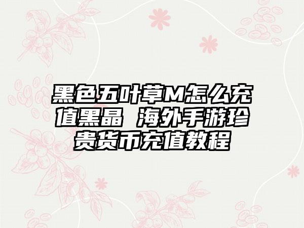 黑色五叶草M怎么充值黑晶 海外手游珍贵货币充值教程