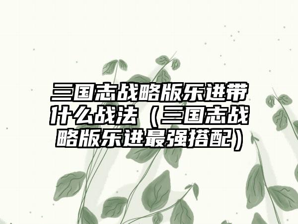 三国志战略版乐进带什么战法（三国志战略版乐进最强搭配）