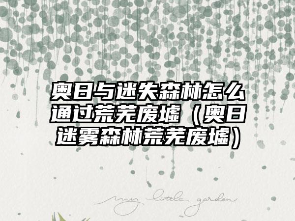 奥日与迷失森林怎么通过荒芜废墟（奥日迷雾森林荒芜废墟）