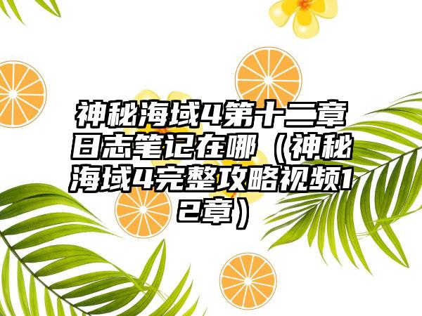 神秘海域4第十二章日志笔记在哪（神秘海域4完整攻略视频12章）