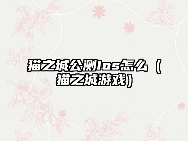 猫之城公测ios怎么（猫之城游戏）