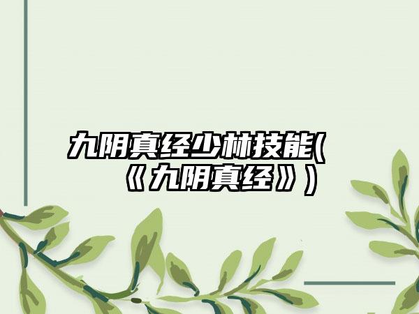 九阴真经少林技能(《九阴真经》)