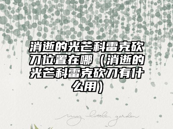 消逝的光芒科雷克砍刀位置在哪（消逝的光芒科雷克砍刀有什么用）