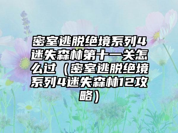 密室逃脱绝境系列4迷失森林第十一关怎么过（密室逃脱绝境系列4迷失森林12攻略）