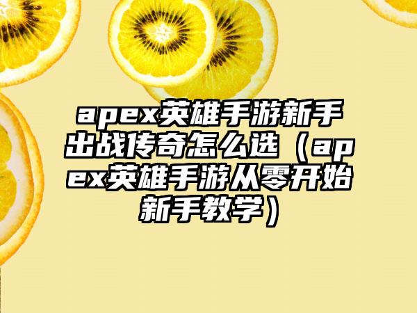 apex英雄手游新手出战传奇怎么选（apex英雄手游从零开始新手教学）