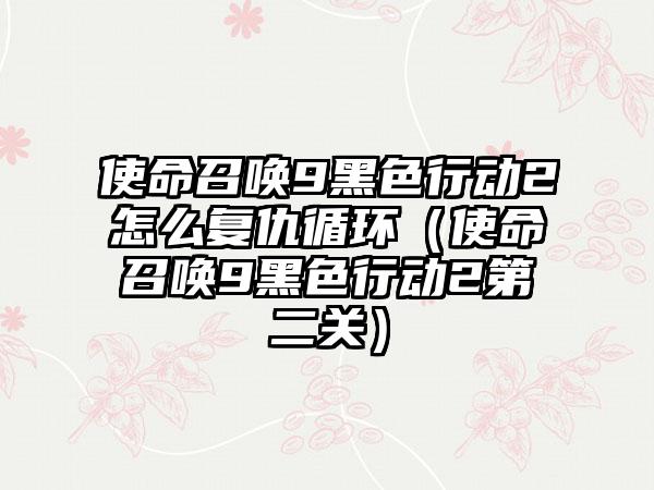 使命召唤9黑色行动2怎么复仇循环（使命召唤9黑色行动2第二关）