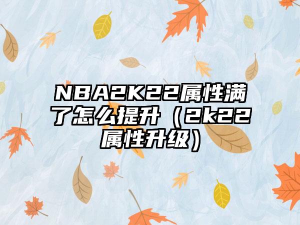 NBA2K22属性满了怎么提升（2k22属性升级）