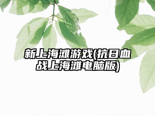 新上海滩游戏(抗日血战上海滩电脑版)