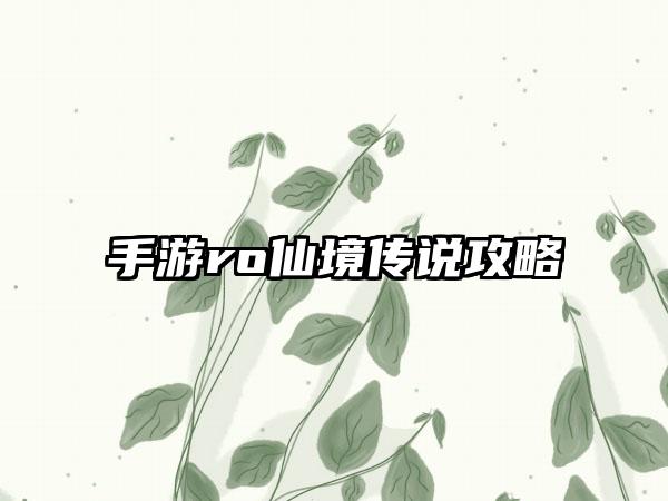 手游ro仙境传说攻略
