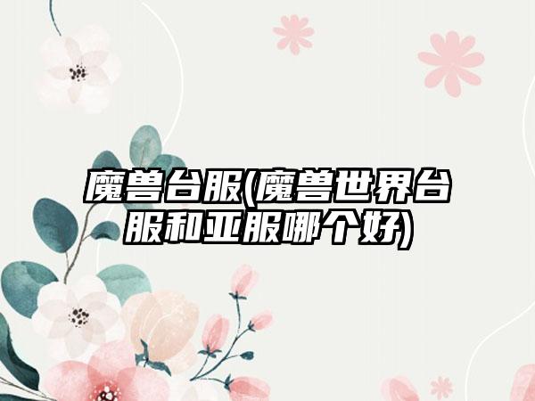 魔兽台服(魔兽世界台服和亚服哪个好)