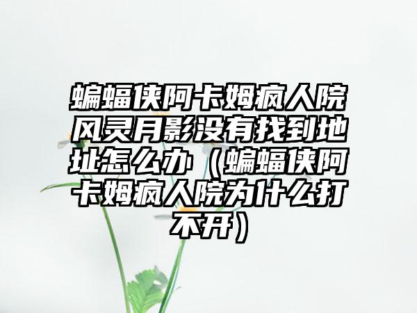 蝙蝠侠阿卡姆疯人院风灵月影没有找到地址怎么办（蝙蝠侠阿卡姆疯人院为什么打不开）