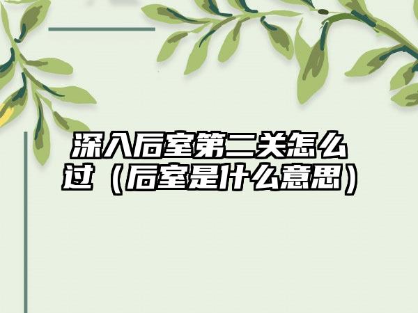 深入后室第二关怎么过（后室是什么意思）