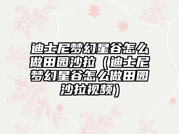 迪士尼梦幻星谷怎么做田园沙拉（迪士尼梦幻星谷怎么做田园沙拉视频）