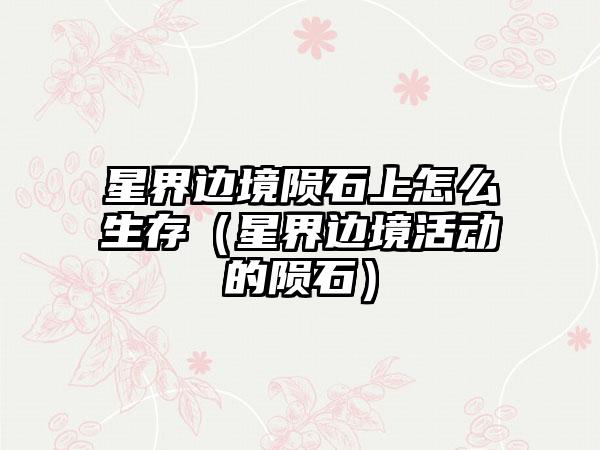 星界边境陨石上怎么生存（星界边境活动的陨石）