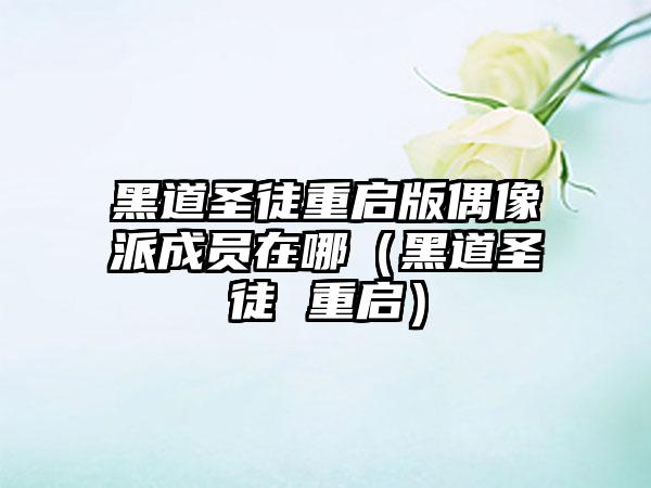 黑道圣徒重启版偶像派成员在哪（黑道圣徒 重启）