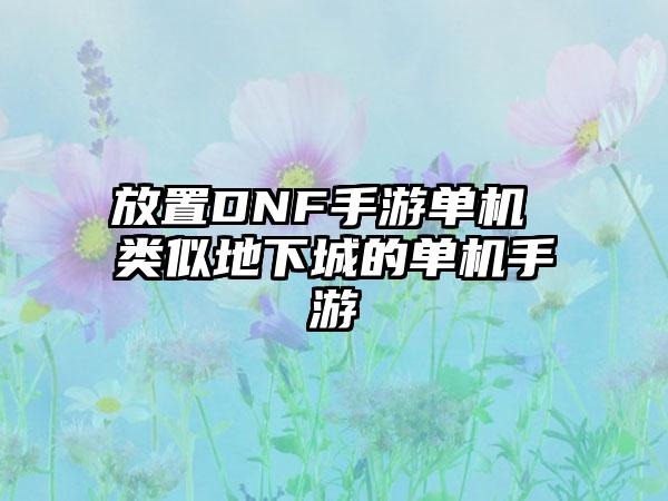 放置DNF手游单机 类似地下城的单机手游