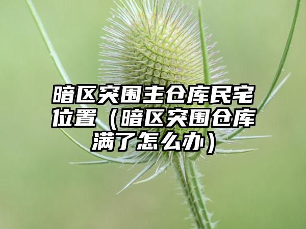 暗区突围主仓库民宅位置（暗区突围仓库满了怎么办）