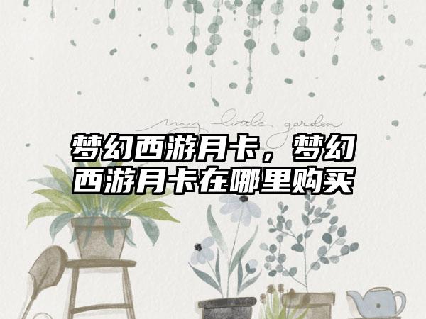 梦幻西游月卡，梦幻西游月卡在哪里购买