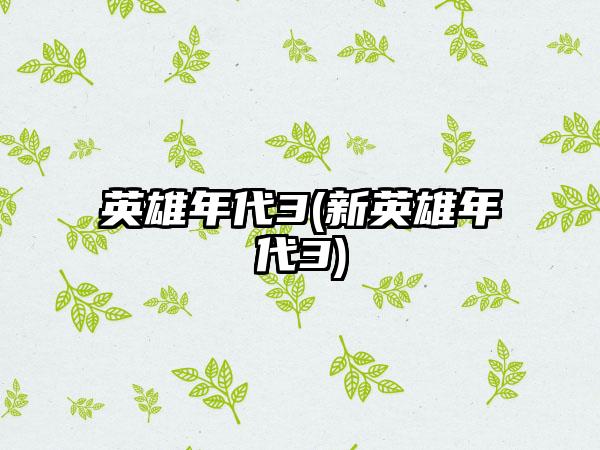 英雄年代3(新英雄年代3)