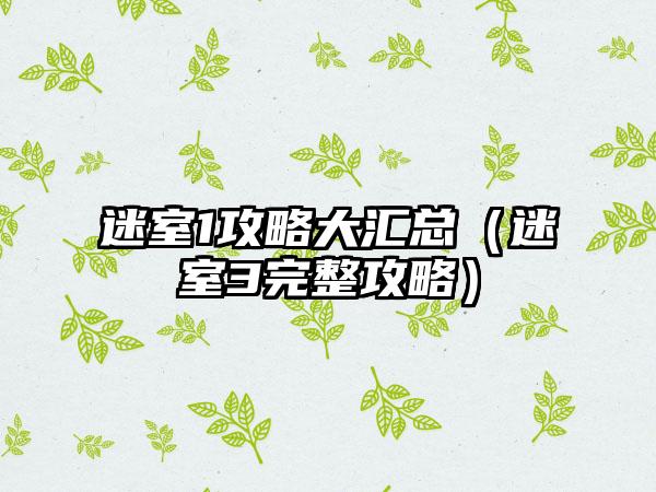 迷室1攻略大汇总（迷室3完整攻略）