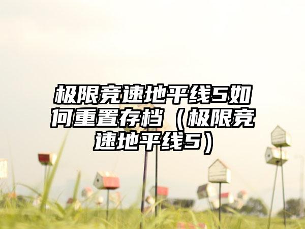 极限竞速地平线5如何重置存档（极限竞速地平线5）